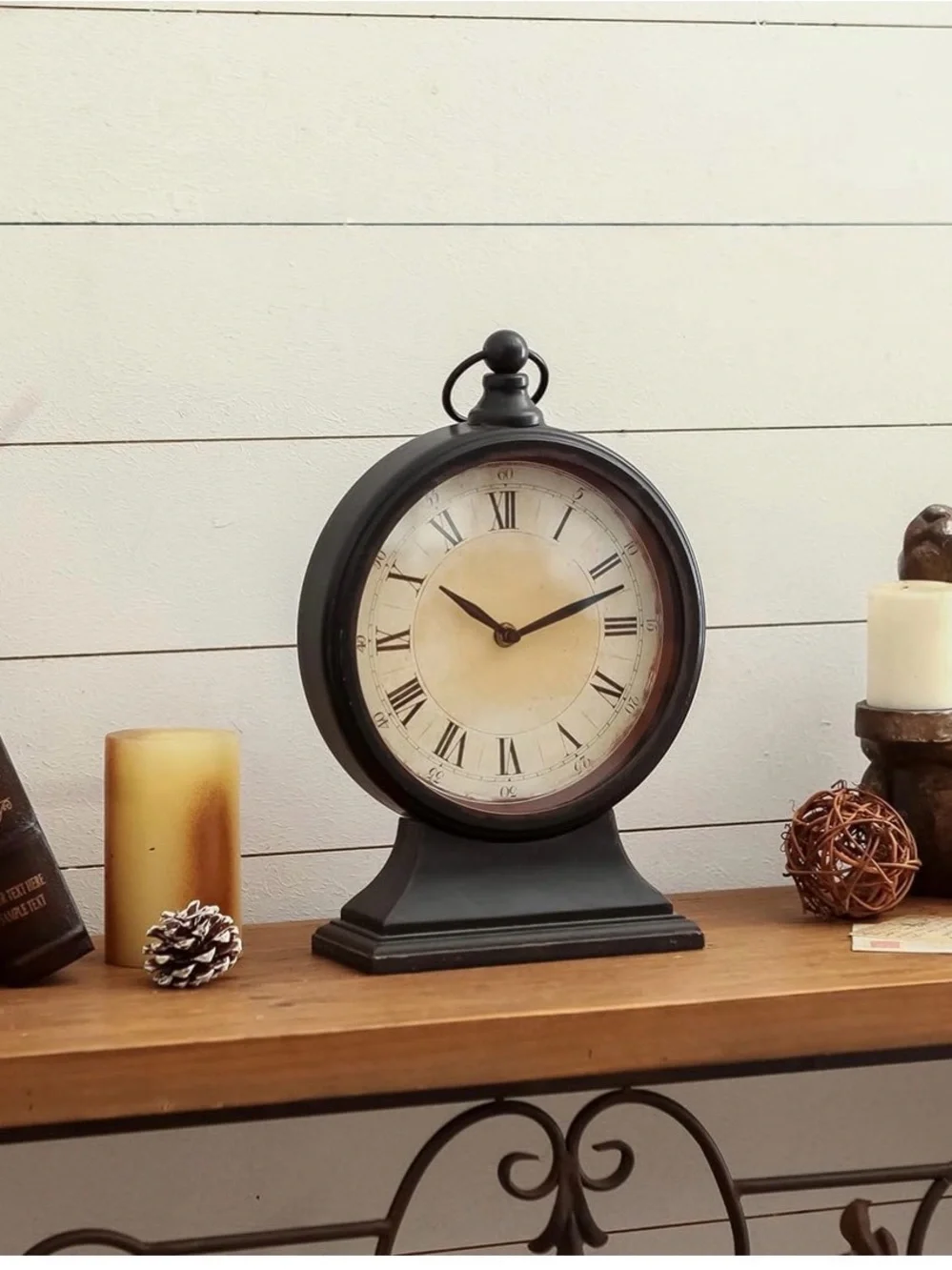 New Classic Black Mantel Clock - Vintage Style Home Wall Decor Nikky Home Metal